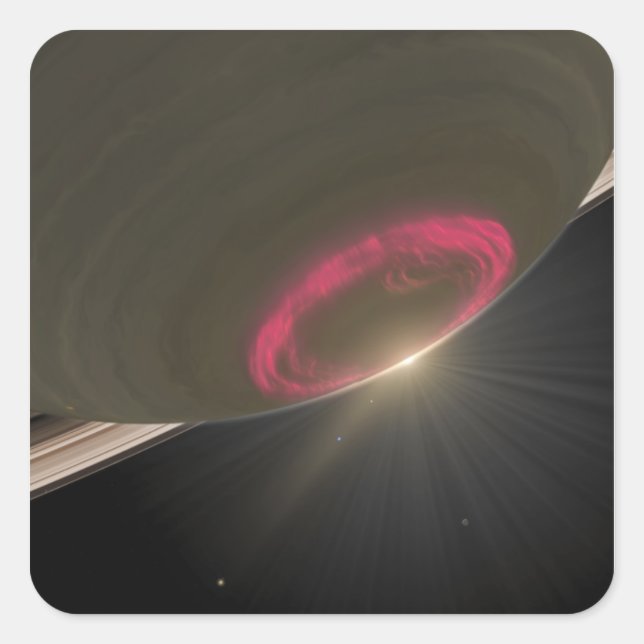 A cherry-red aurora square sticker (Front)