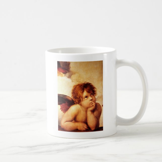 A Cherub, Detail of the Sistine Madonna - Raphael Coffee Mug (Right)