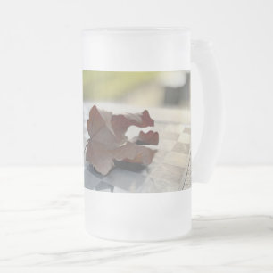 A chess lesson frosted glass beer mug