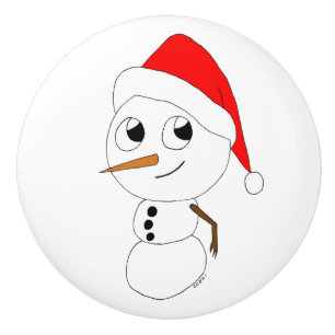 a chibi snowman   ceramic knob