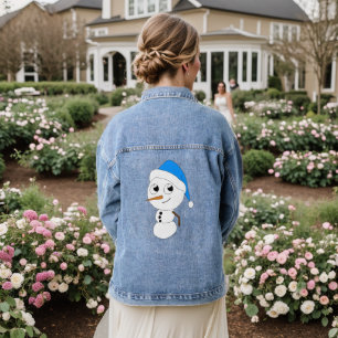 a chibi snowman denim jacket