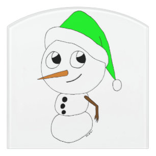 a chibi snowman   door sign