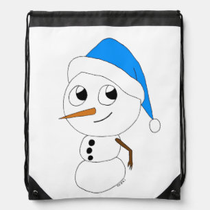 a chibi snowman   drawstring bag