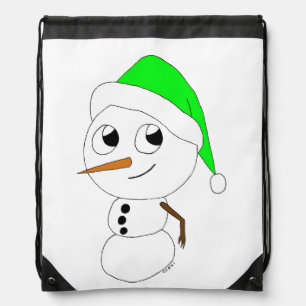 a chibi snowman drawstring bag