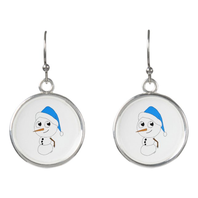 a chibi snowman    earrings (Front)
