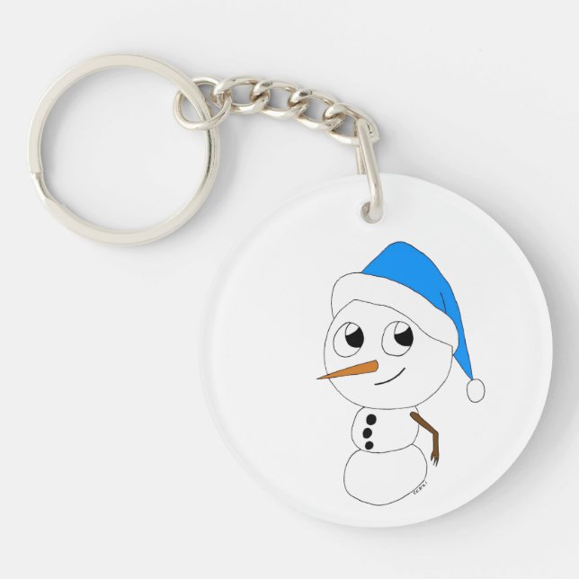 a chibi snowman keychain (Front)