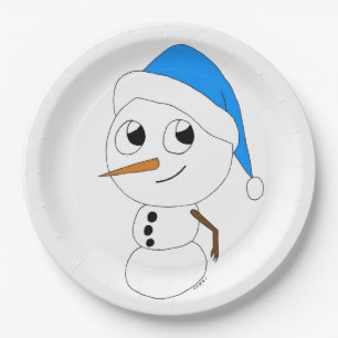 a chibi snowman paper plates