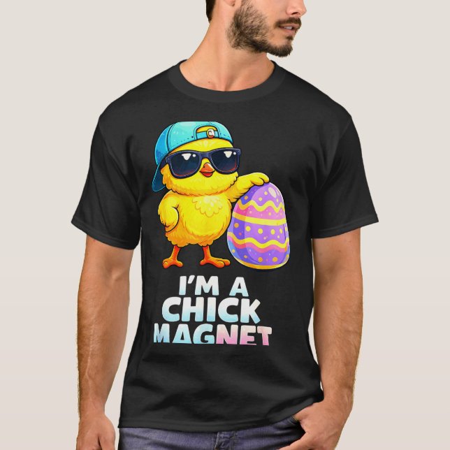 A Chick Magnet Funny Easter Chick Pun for Boys Men T-Shirt (Front)