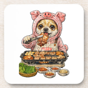 A Chihuahua who loves yakiniku (Japanese BBQ) Beverage Coaster