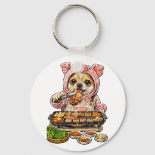 A Chihuahua who loves yakiniku (Japanese BBQ) Keychain