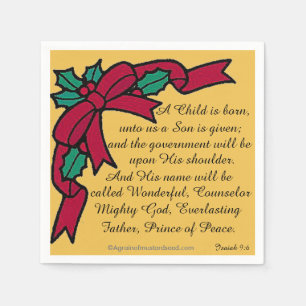 A Child is born Scripture Christmas Napkins