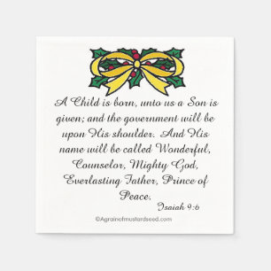 A Child is born Scripture Christmas Paper Napkins