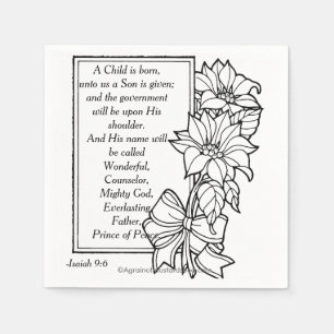 A Child is born Scripture Christmas Paper Napkins