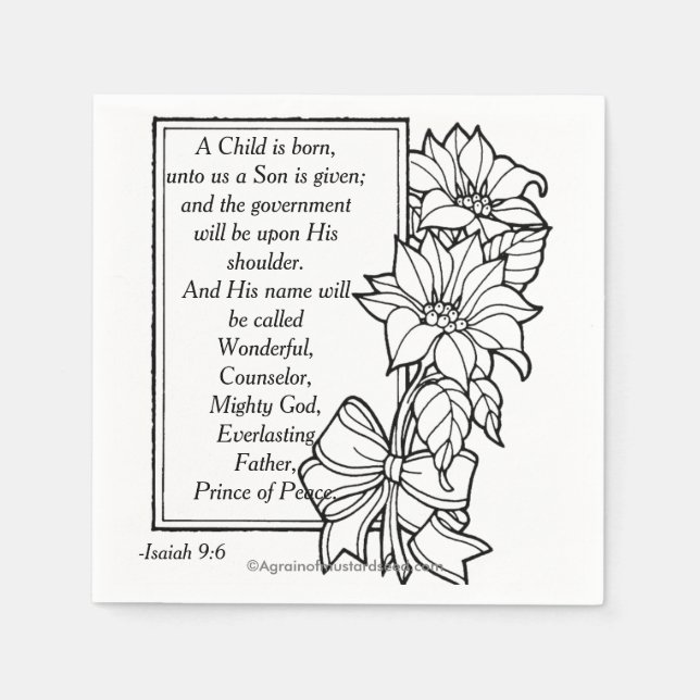 A Child is born Scripture Christmas Paper Napkins (Front)