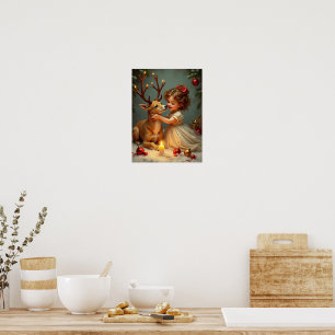 A Child’s Joyful Christmas with Her Gentle Dog Poster