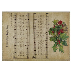 "A CHILD THIS DAY IS BORN" Glass Cutting Board