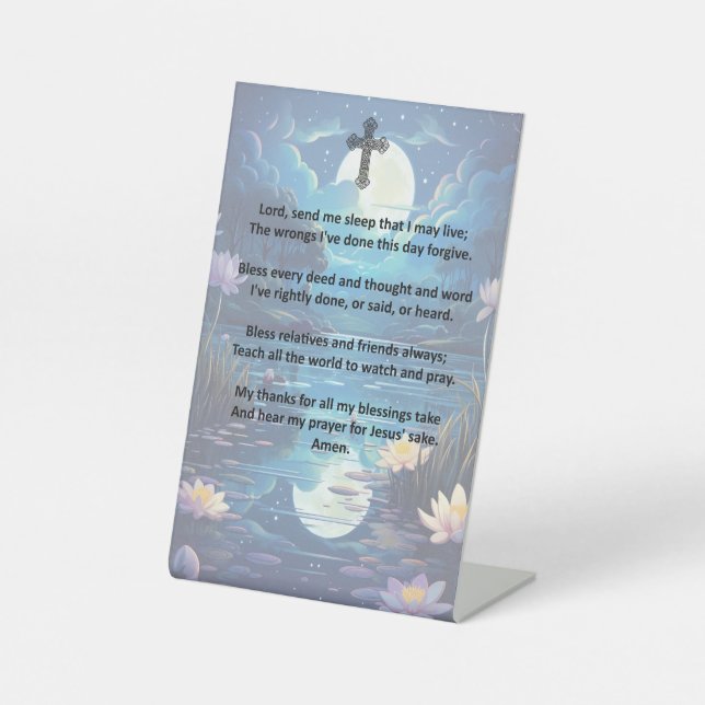 A Child's Bedtime Prayer on a Pedestal Sign (Front)