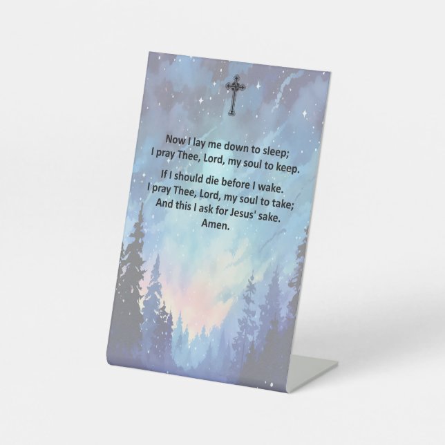 A Child's Bedtime Prayer on a Pedestal Sign (Front)