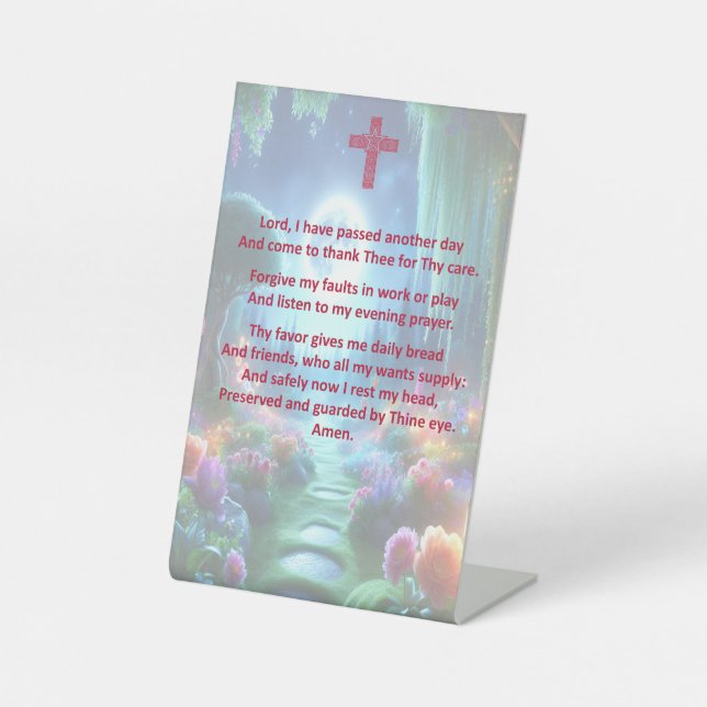 A child's Bedtime Prayer on a Pedestal Sign (Front)