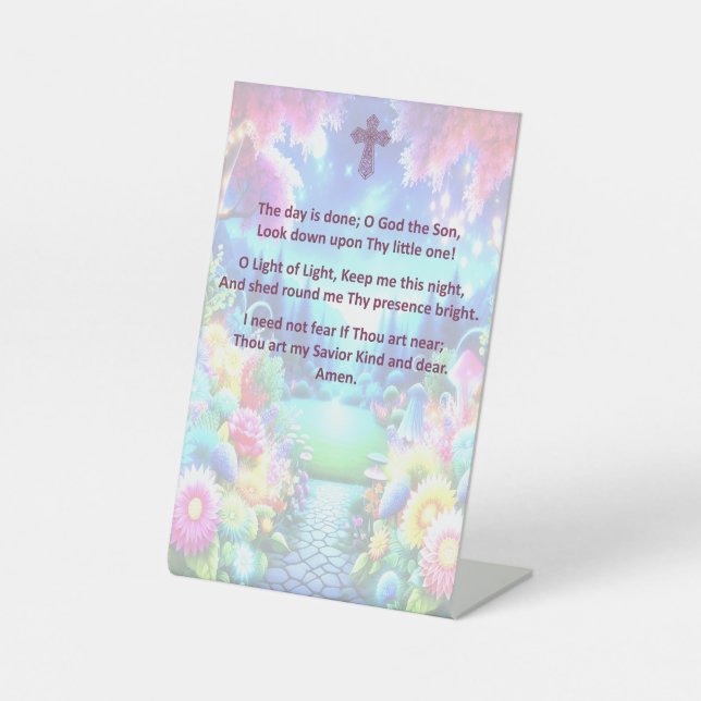 A Child's Bedtime Prayer on a Pedestal Sign (Front)