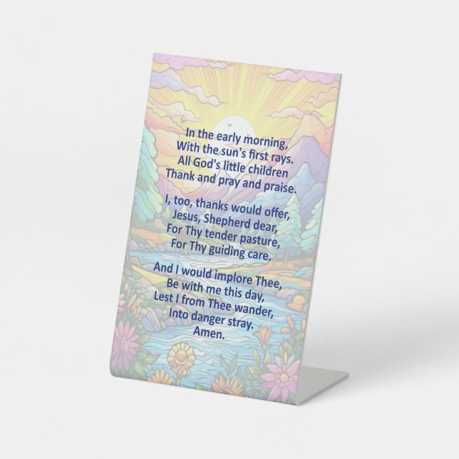 A Child's Morning Prayer on Pedestal Sign (Front)
