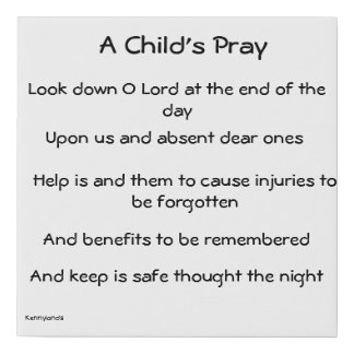 A Child's Pray  Faux Canvas Print