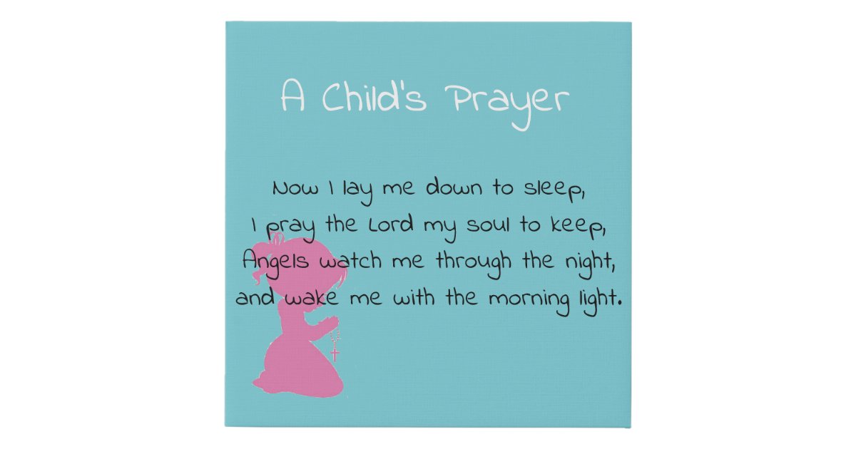 A Child's Prayer Faux Canvas Print | Zazzle