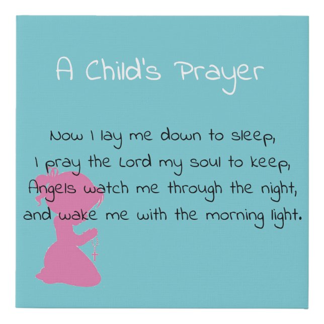 A Child's Prayer Faux Canvas Print (Front)