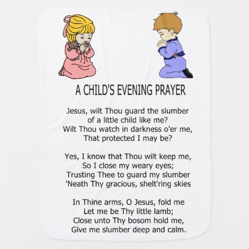 A CHILDS PRAYER RECEIVING BLANKET