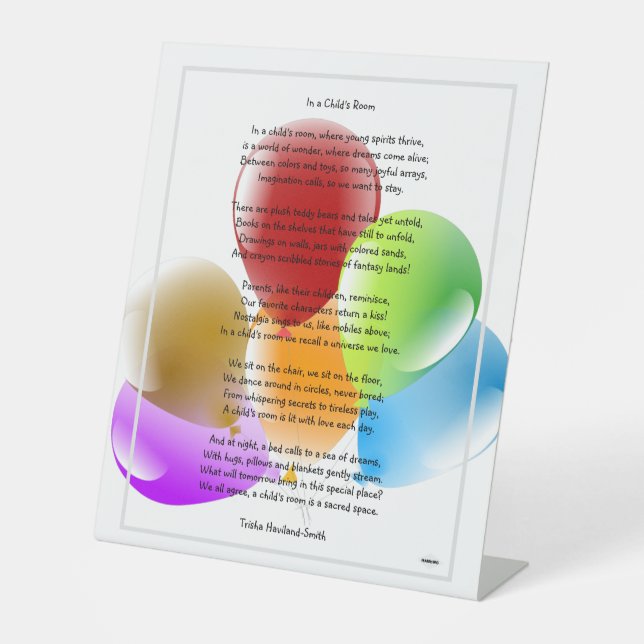A child's room poem Balloons Background HAMbWG Pedestal Sign (Front)