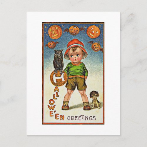 A Childs Spooky Vintage Halloween Postcard