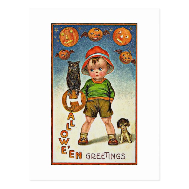 A Child's Spooky Vintage Halloween Postcard