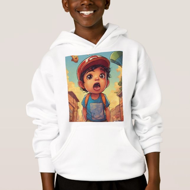 "A Child's Wonder: Exploring the World with Wide E Hoodie (Front)