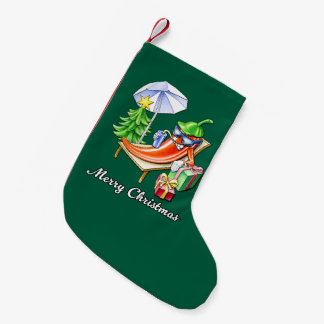 A Chili Merry Christmas under Sunshade and Tree Small Christmas Stocking