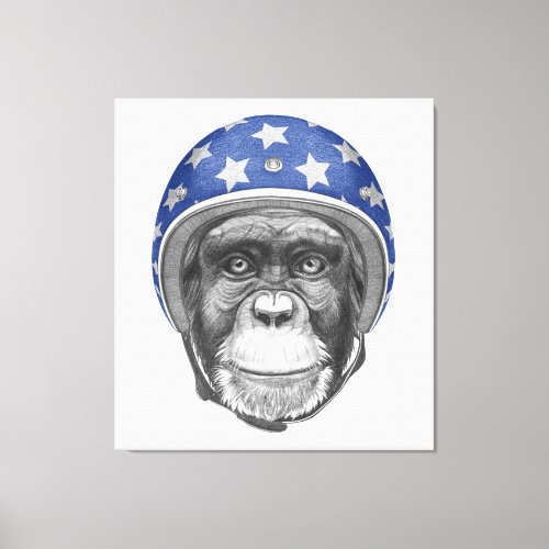 A Chimpanzee Motorcycle Rider Canvas Print