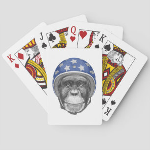 A Chimpanzee Motorcycle Rider Poker Cards