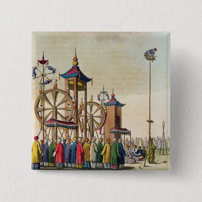 A Chinese circus, illustration from 'Le Costume An Pinback Button (Front)