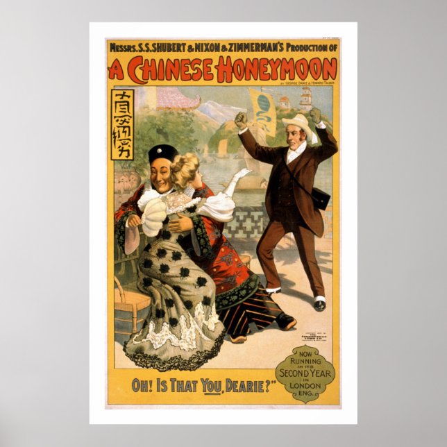 A Chinese Honeymoon Vintage Theater Poster (Front)