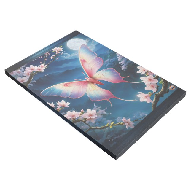 A Chinese Moon Moth Flying Amidst Cherry Blossoms Gallery Wrap (3/4)