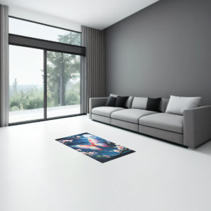 A Chinese Moon Moth Flying Amidst Cherry Blossoms Rug