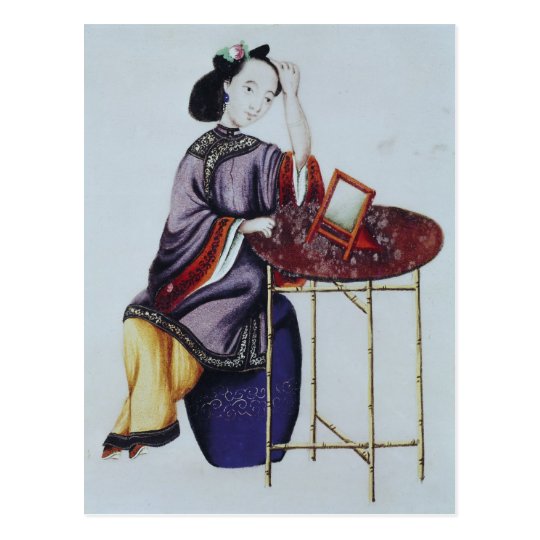 A Chinese Woman Arranging her Hair Postcard