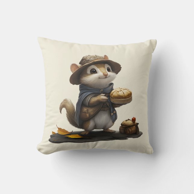 A Chipmunk off the Old Block Throw Pillow (Front)