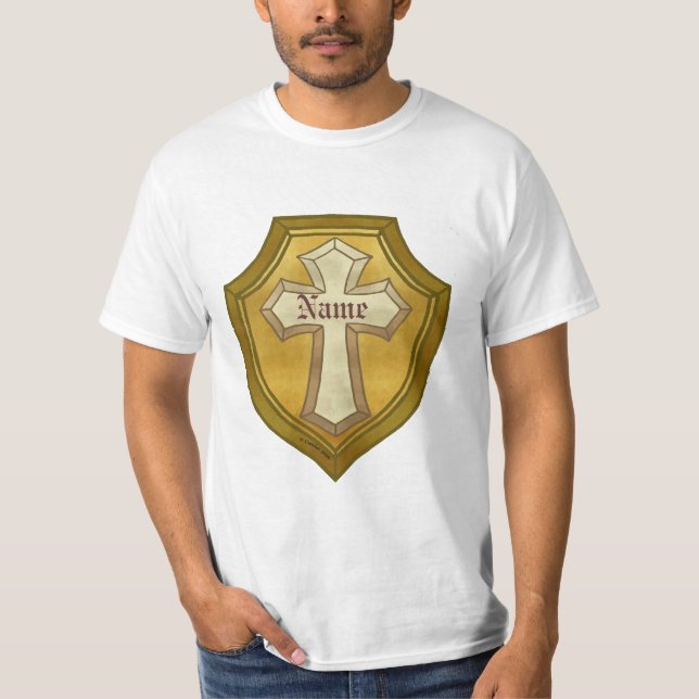 A Christian Cross Shield  T-Shirt (Front)