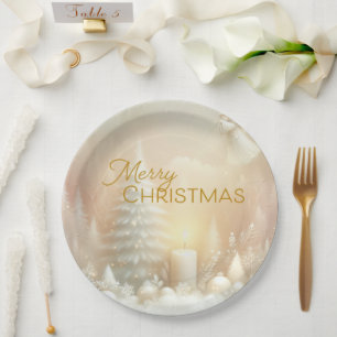 A Christmas Angel Fantasy Snowy Landscape Paper Plates
