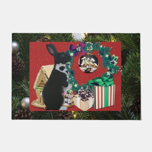 A Christmas Bunny  Doormat