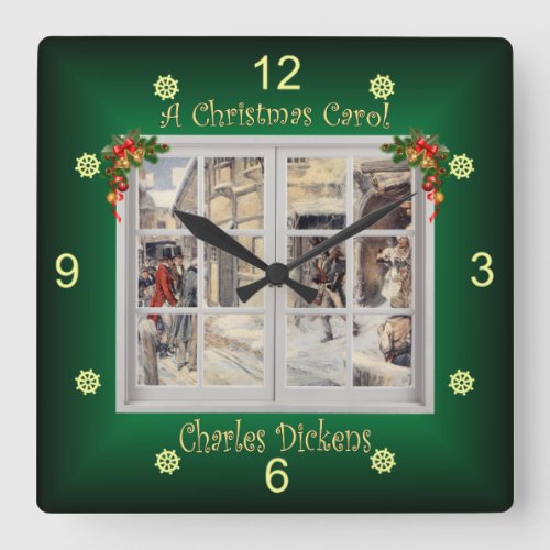 A Christmas Carol  Charles Dickens   Square Wall Clock