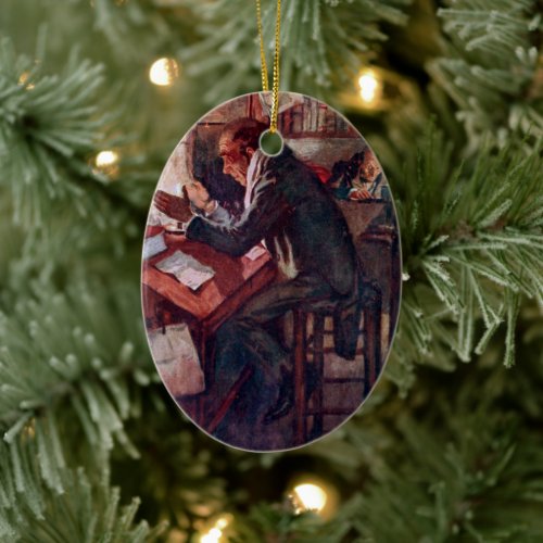 A Christmas Carol Cratchit and Scrooge Ceramic Ornament
