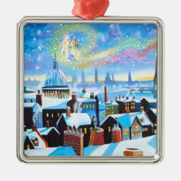 A Christmas Carol Scrooge and ghost of past Metal Ornament
