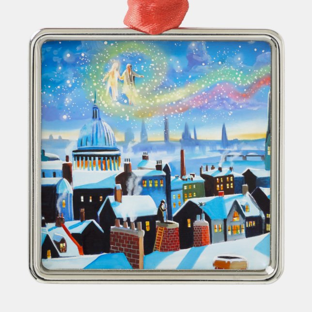 A Christmas Carol Scrooge and ghost of past Metal Ornament (Front)