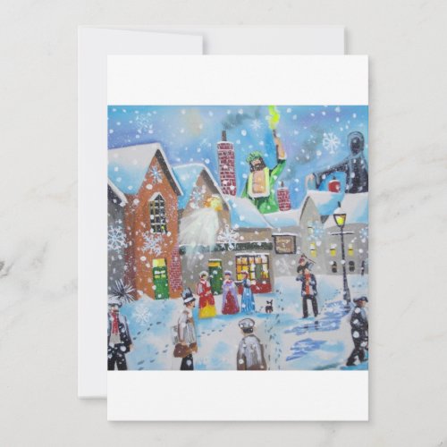 a Christmas Carol Scrooge and the three ghosts Holiday Card